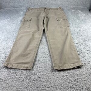 American Eagle Mens Cargo Pants 36x32 Khaki Tan Cotton Blend Relaxed Straight